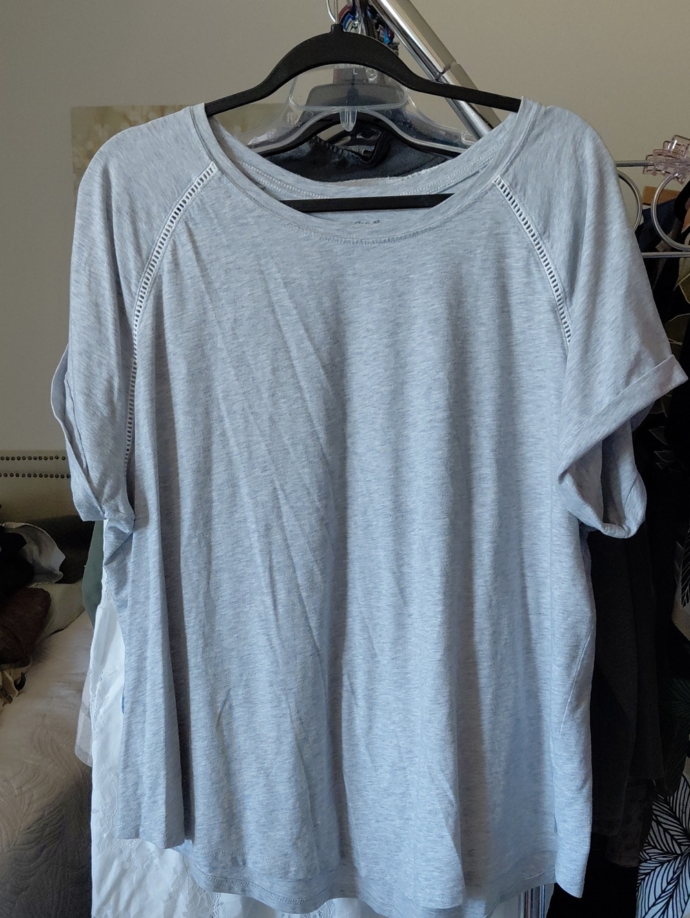 Eddie Bauer Light Gray Short Sleeve Knit Top
